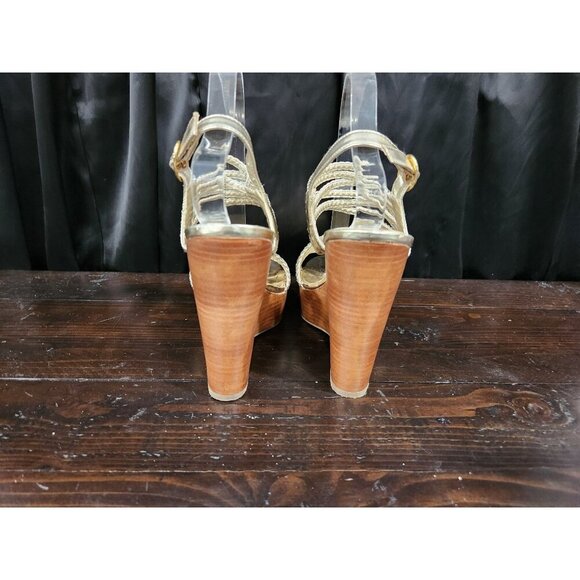 Kenneth Cole Reaction Bend Away Gold Wedge Sandals/Sz. 9M - Picture 6 of 9